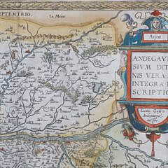 Hand Colored Copper Plate Engraving “Map of Anjou” circa 1579