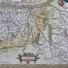 Hand Colored Copper Plate Engraving “Map of Anjou” circa 1579