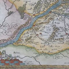 Hand Colored Copper Plate Engraving “Map of Anjou” circa 1579