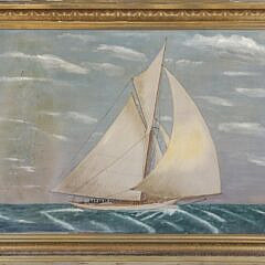 J.J. Gardener Oil on Canvas "Portrait of a Sailing Yacht and Crew Circa 1888