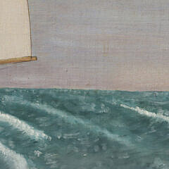 J.J. Gardner Oil on Canvas “Portrait of a Sailing Yacht and Crew”, circa 1888