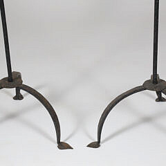 Pair Antique Wrought Iron Double Light Floor Lamps with Maritime Ship Shades