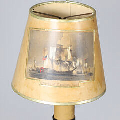 Pair Antique Wrought Iron Double Light Floor Lamps with Maritime Ship Shades