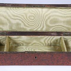 English Burlwood and Inlaid Brass Glove Box with Wind Up Music, 19th Century