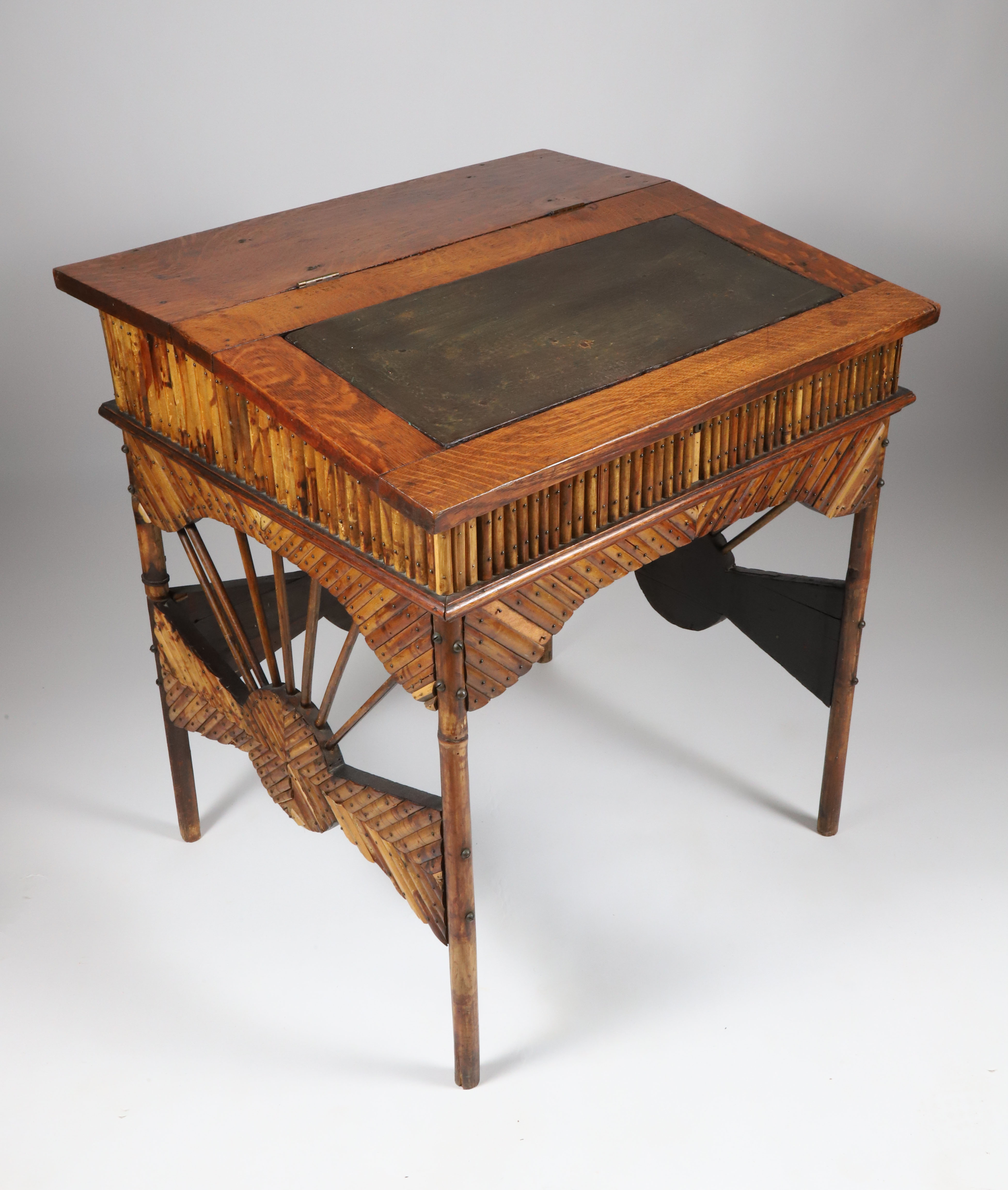 Antique Folk Art Adirondack Slant Front School House Desk - Antique Folk Art Adirondack Slant ...