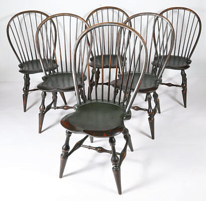 2-141 Set of Six D.R. Dimes Bow-Back Windsor Chairs A_IMG_9105