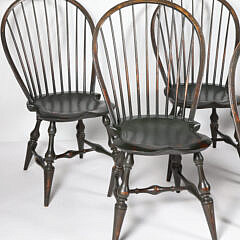 Set of Six Signed D.R. Dimes Bow-Back Windsor Side Chairs in Black Finish