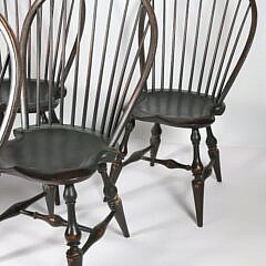 Set of Six Signed D.R. Dimes Bow-Back Windsor Side Chairs in Black Finish