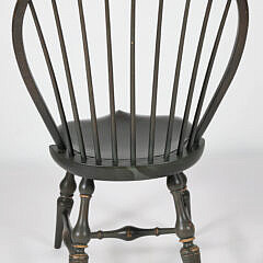 Set of Six Signed D.R. Dimes Bow-Back Windsor Side Chairs in Black Finish