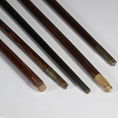 Group of Five L-Grip Canes with Antique Whale Ivory Grips, 19th Century