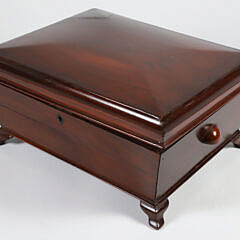 English Lift Top One Drawer Mahogany Jewelry Box, 19th Century