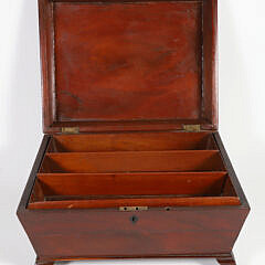 English Lift Top One Drawer Mahogany Jewelry Box, 19th Century