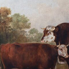Oil on Canvas “Portrait of a Bull and Cow”, 19th Century