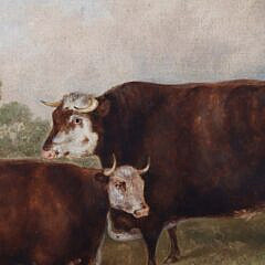 Oil on Canvas “Portrait of a Bull and Cow”, 19th Century