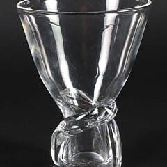 Signed Steuben Clear Crystal Vase With Spiral Base
