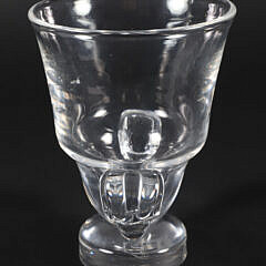 Signed Steuben Clear Crystal Vase with Applied Handles