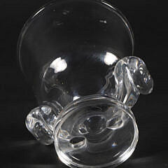 Signed Steuben Clear Crystal Vase with Applied Handles