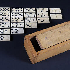 2337-54 Antique Box Set Bone Ebony Dominoes A_IMG_9672