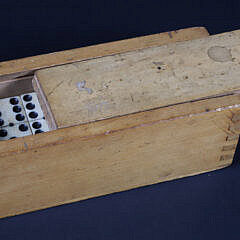 Antique Boxed Set of Bone and Ebony Dominoes, Twenty-Seven Pieces