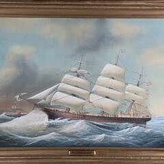 Gouache on Artist Board “Portrait of the Ship Freeman Clark” and Associated Document