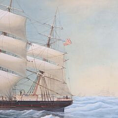 Gouache on Artist Board “Portrait of the Ship Freeman Clark” and Associated Document