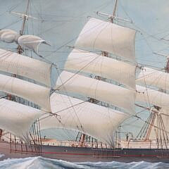 Gouache on Artist Board “Portrait of the Ship Freeman Clark” and Associated Document