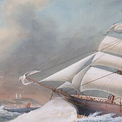 Gouache on Artist Board “Portrait of the Ship Freeman Clark” and Associated Document