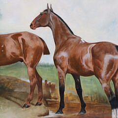 George Paice Oil on Canvas Portrait of Three Horses “Investment, Dublin and Rainee Bee”, circa 1894