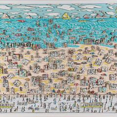 James Rizzi Limited Edition 3-D Screen Print with Collage “When Living is Easy”, circa 1987