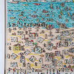 James Rizzi Limited Edition 3-D Screen Print with Collage “When Living is Easy”, circa 1987