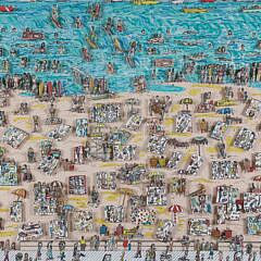 James Rizzi Limited Edition 3-D Screen Print with Collage “When Living is Easy”, circa 1987