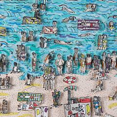James Rizzi Limited Edition 3-D Screen Print with Collage “When Living is Easy”, circa 1987