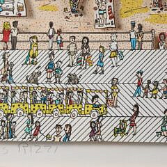 James Rizzi Limited Edition 3-D Screen Print with Collage “When Living is Easy”, circa 1987