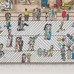 James Rizzi Limited Edition 3-D Screen Print with Collage “When Living is Easy”, circa 1987