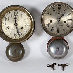 26-4817 Two Seth Thomas Brass Ships Bell Wall Clock A IMG_9983