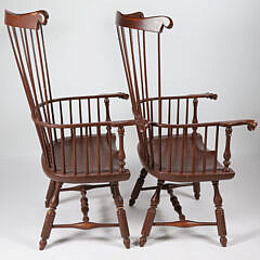 Pair of Signed D.R. Dimes Fan-Back Windsor Armchairs