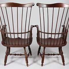 Pair of Signed D.R. Dimes Fan-Back Windsor Armchairs