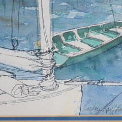 Barbara Kauffmann-Locke Watercolor on Paper “Grey Ladies of North Wharf”