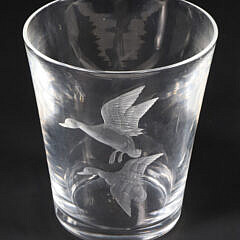 Three Signed Steuben Glass Etched with Geese, Pheasant and Gemsbok