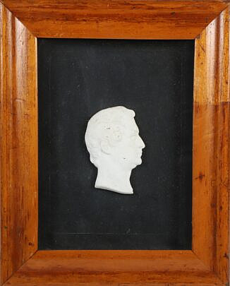 19th Century Plaster Silhouette of Composer Handel in Maple Frame