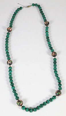 4-5424 Malachite Cloisonne Bead Necklace A_IMG_9211