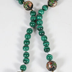 Malachite and Cloisonne Bead Necklace