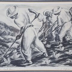 Irwin Hoffman Black and White Etching “Pastoral Puerto Rico”