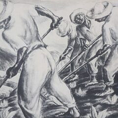 Irwin Hoffman Black and White Etching “Pastoral Puerto Rico”