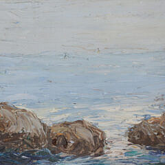 Vintage Impressionist Oil on Board “Rocky Seascape”
