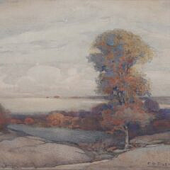 Edward Gustav Eisenlohr Watercolor “Lake Scene”, circa 1918
