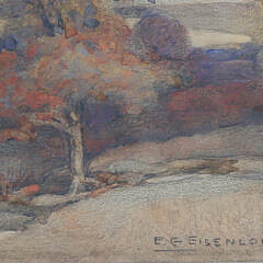 Edward Gustav Eisenlohr Watercolor “Lake Scene”, circa 1918