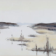 Doris & Richard Beer Watercolor on Paper “Miacomet Pond”