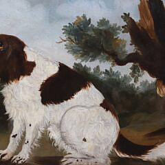 American Folk Art Oil on Wood Panel “Portrait of a Spaniel”