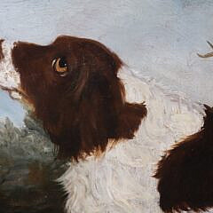 American Folk Art Oil on Wood Panel “Portrait of a Spaniel”